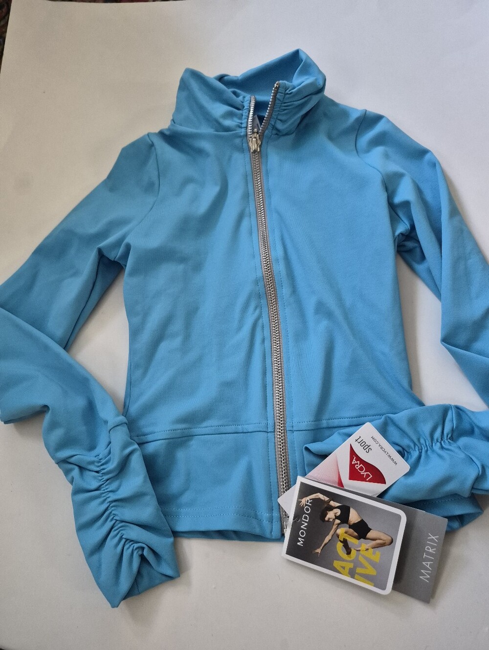 MONDOR  Kids Aqua Blue Zip-Front Skating Jacket 6x-7